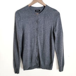 Nicole Miller | Grey Metallic Yarn  Button Up Cardigan S